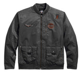 Men's Checkered Flag Eagle Bomber Jacket, Gray